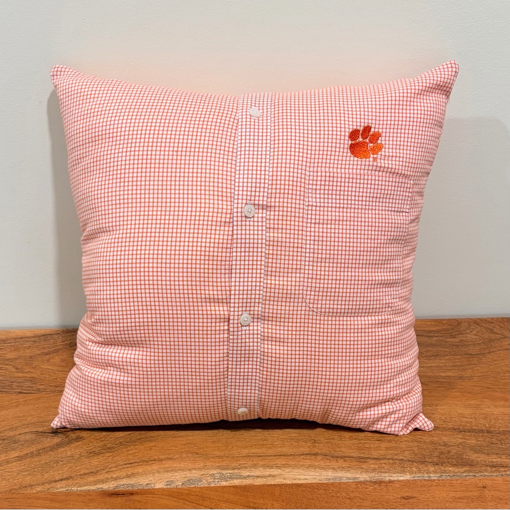 One-Of-A-Kind Clemson Orange Embroidered Button Up Accent Throw Pillow | 17 x 17